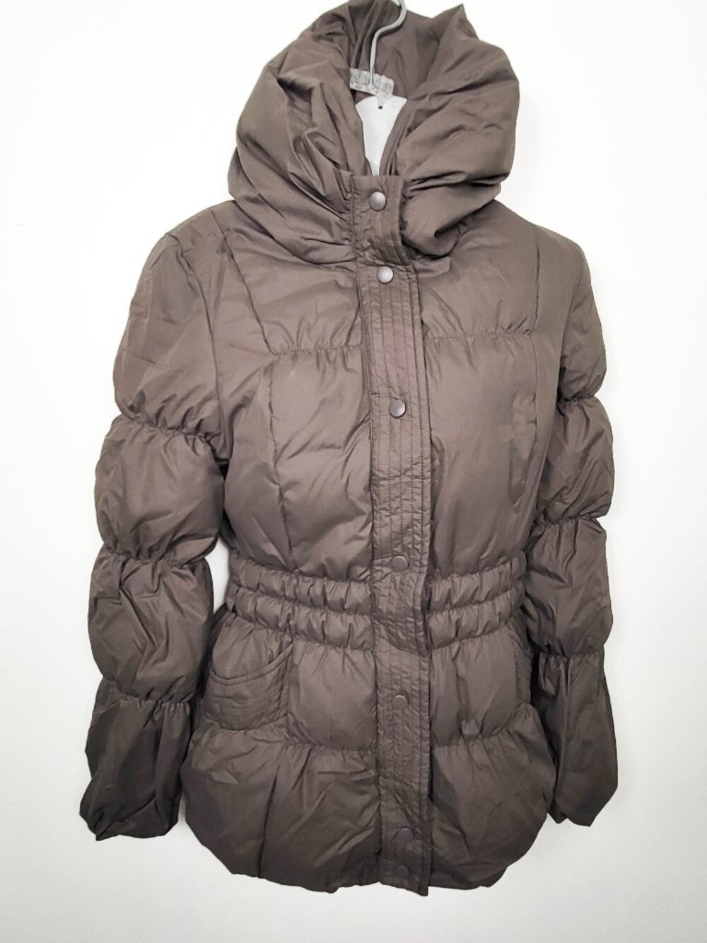 Vero Moda Women's Down Filled Puffer Jacket Smocked Waist Black Size Medium